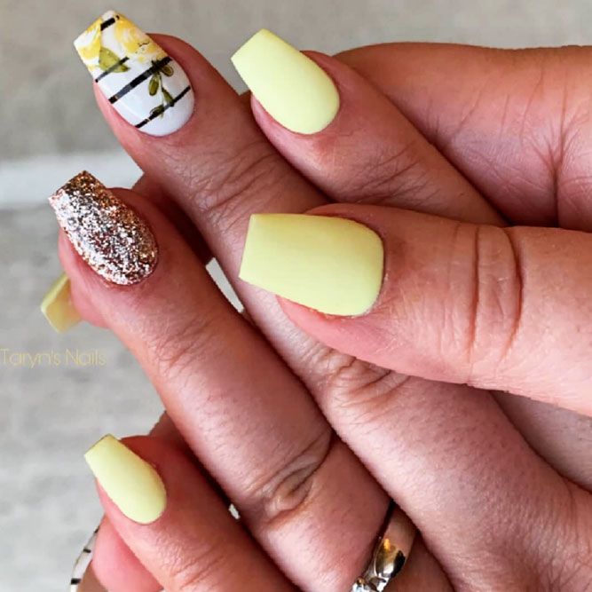 +60 Hottest Nail Design Ideas for Your Graduation 20 matte yellow nail aer +60 Hottest Nail Design Ideas for Your Graduation - 20