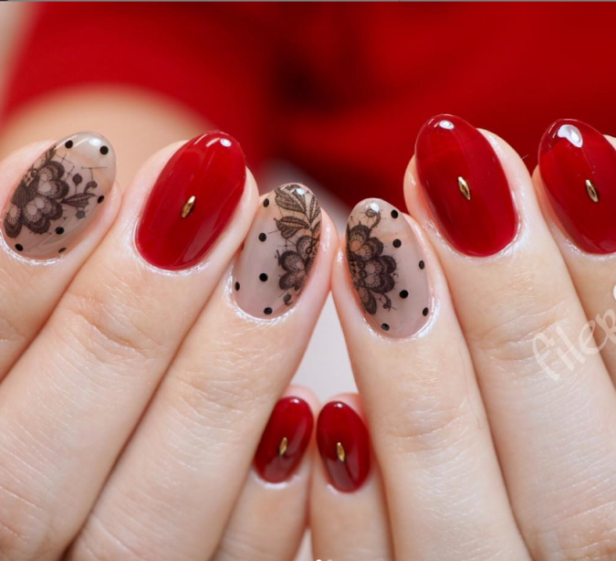 red nail art +60 Hottest Nail Design Ideas for Your Graduation - 35