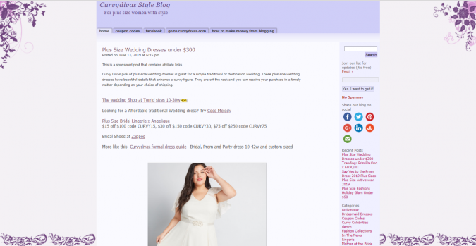 Curvy Davis Style Blog website screenshot Top 60 Trendy Women Fashion Blogs to Follow - 17