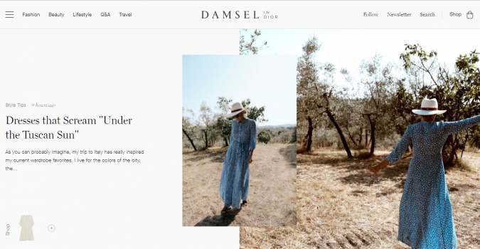 Damsel blog screenshot Top 60 Trendy Women Fashion Blogs to Follow - 43