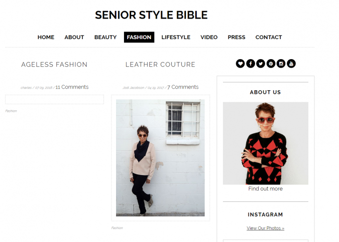 Senior Style Bible website screenshot Top 60 Trendy Women Fashion Blogs to Follow - 22