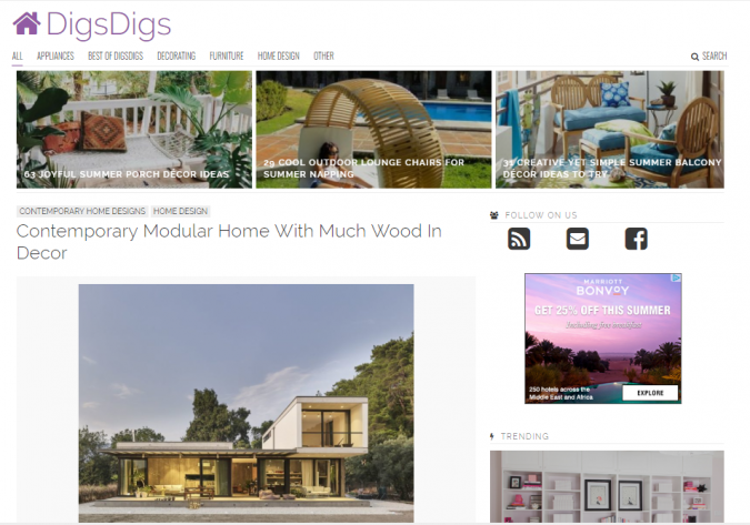 digs digs website screenshot Best 50 Home Decor Websites to Follow - 39
