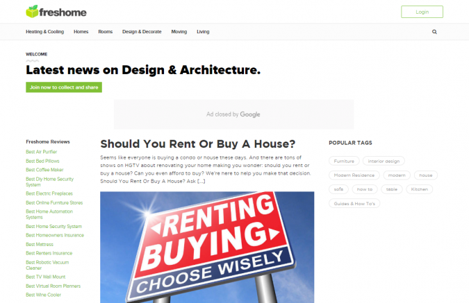 freshome website screenshot Best 50 Home Decor Websites to Follow - 21