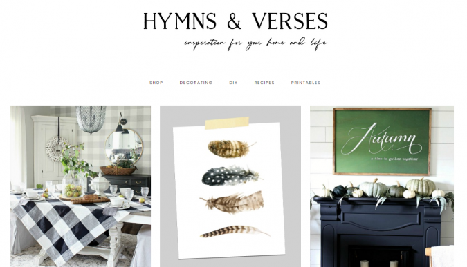 hymns and verses website screenshot Best 50 Home Decor Websites to Follow - 45