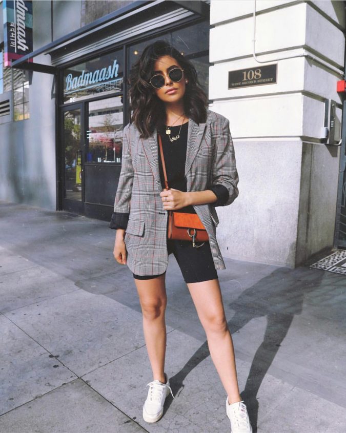 summer outfit biker short and blazer 10 Wardrobe Essentials Inspired by Summer Fashion Trends - 19