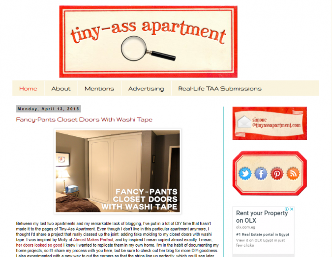 Best 50 Home Decor Websites to Follow 48 tiny ass appartment blog screenshot Best 50 Home Decor Websites to Follow - 48