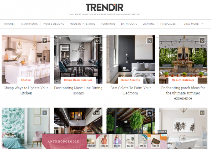 trendir website screenshot Best 50 Home Decor Websites to Follow - 49