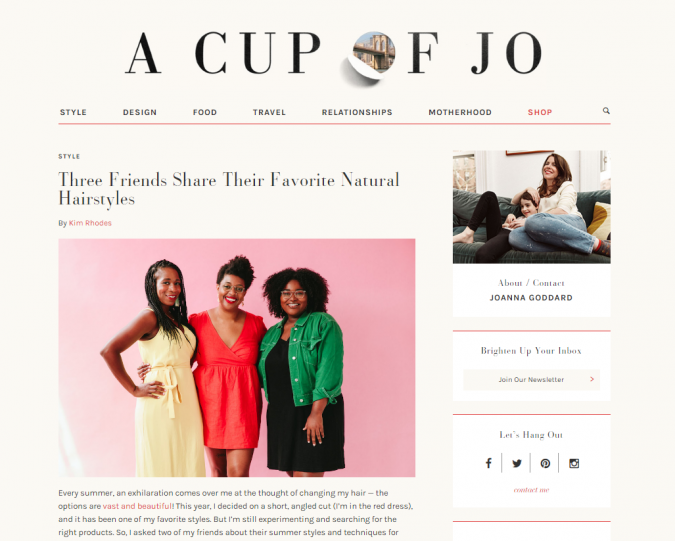 A cup of Joe website screenshot Best 50 Lifestyle Blogs and Websites to Follow - 5
