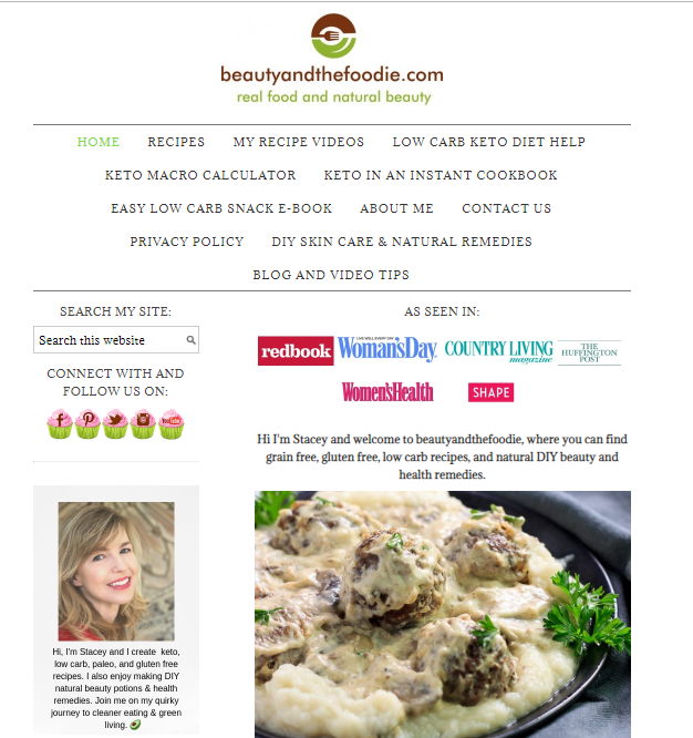 Beauty and the Foodie blog screenshot Best 40 Keto Diet Blogs and Websites - 11 Keto Diet Blogs