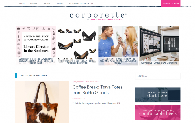Corporette website screenshot Best 50 Lifestyle Blogs and Websites to Follow - 19