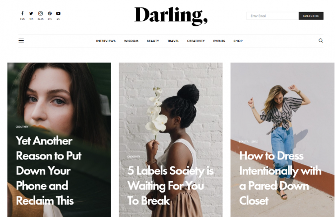 Darling website screenshot Best 50 Lifestyle Blogs and Websites to Follow - 8
