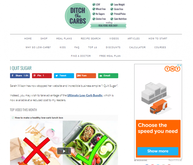 Ditch the Carbs blog screenshot Best 40 Keto Diet Blogs and Websites - 21 Keto Diet Blogs