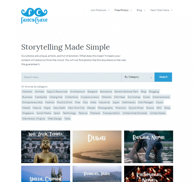 Top 50 Free Stock Photos Websites to Use 9 Fancy Craves website screenshot Top 50 Free Stock Photos Websites to Use - 9