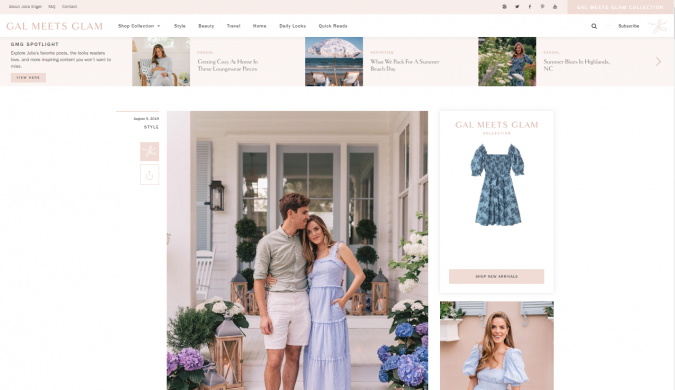 Gal Meets Glam website screenshot Best 50 Lifestyle Blogs and Websites to Follow - 29