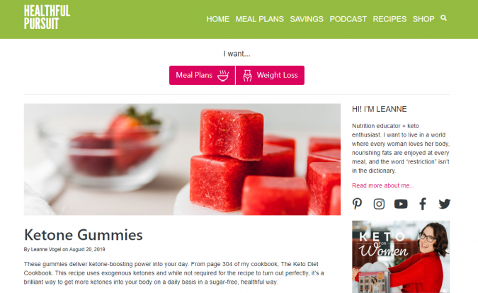 Healthful pursuit blog screenshot Best 40 Keto Diet Blogs and Websites - 4 Keto Diet Blogs