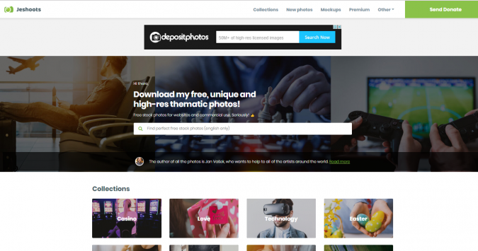 Top 50 Free Stock Photos Websites to Use 7 Jeshoots website screenshot Top 50 Free Stock Photos Websites to Use - 7