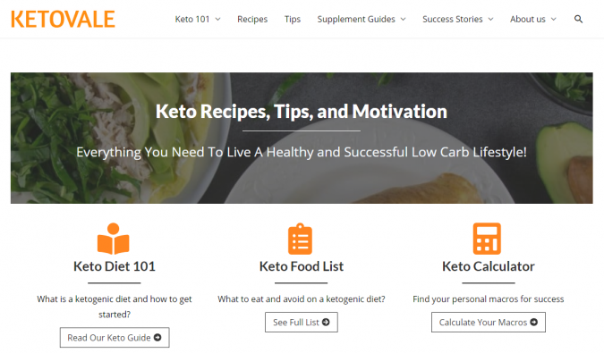 Keto Vale blog screenshot Best 40 Keto Diet Blogs and Websites - 30 Keto Diet Blogs