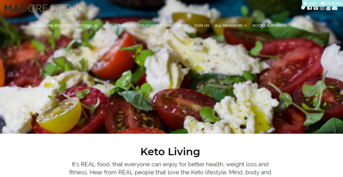 Mad Creations blog screenshot Best 40 Keto Diet Blogs and Websites - 33 Keto Diet Blogs