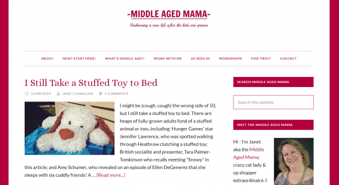 Middle Aged Mama website screenshot Best 50 Lifestyle Blogs and Websites to Follow - 45