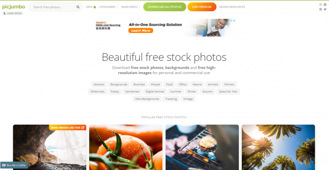 Picjumbo website screenshot Top 50 Free Stock Photos Websites to Use - 5