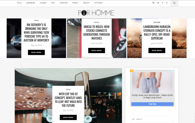 Por Homme website screenshot Best 50 Lifestyle Blogs and Websites to Follow - 7