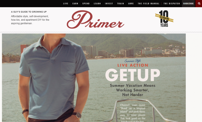 Primer website screenshot Best 50 Lifestyle Blogs and Websites to Follow - 18