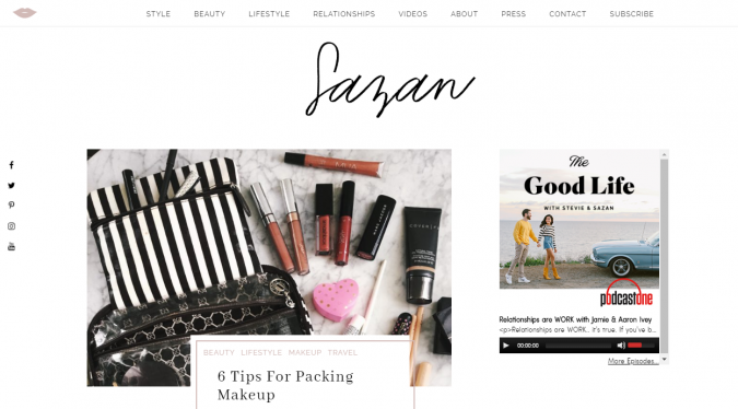Sazan website screen shot Best 50 Lifestyle Blogs and Websites to Follow - 43