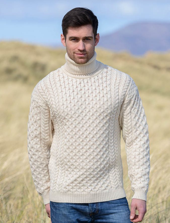 Aran Wool Turtleneck Sweater Embrace the Autumn with Aran Sweaters and Irish Knits - 9