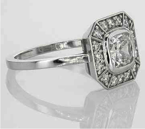 Cushion-diamond Low Profile Engagement Rings with Bezel Set