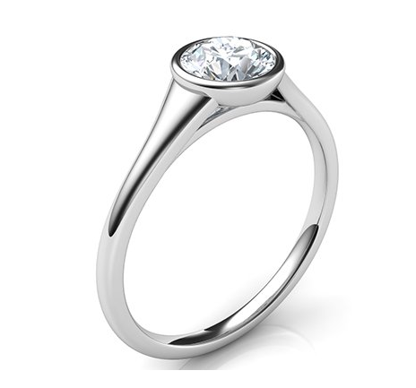 diamond Low Profile Engagement Rings with Bezel Set