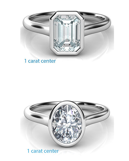 fancy shaped bezel Low Profile Engagement Rings with Bezel Set - 11