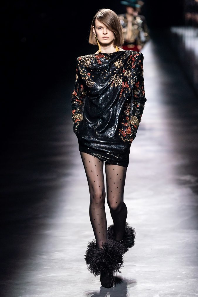 Fall-winter-fashion-2020-nightclub-style-mini-dress-Saint-Laurent-675x1013 60+ Retro Fashion Designs of Fall/Winter 2020 Inspired by the 80s and 90s