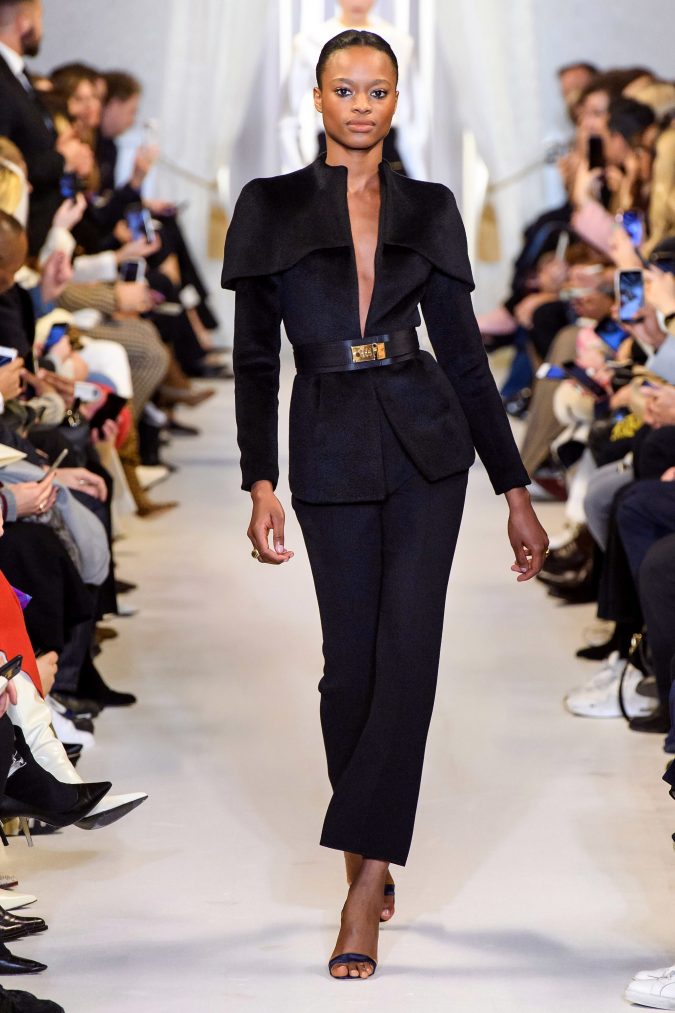 fall winter fashion 2019 pantsuit cape shoulders Brandon Maxwell. +20 Fall Fashion Trends of Unusual Shoulders and Sleeves - 41