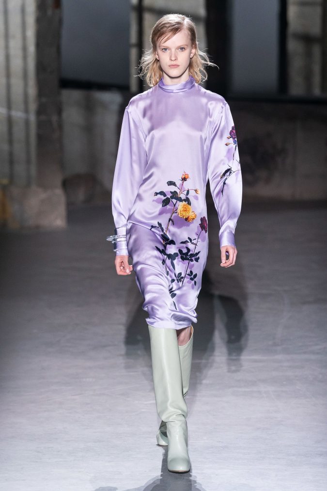 fall winter fashion 2020 dress asymmetrical sleeves Dries Van Noten 120+ Lovely Floral Outfit Ideas and Trends for All Seasons - 27