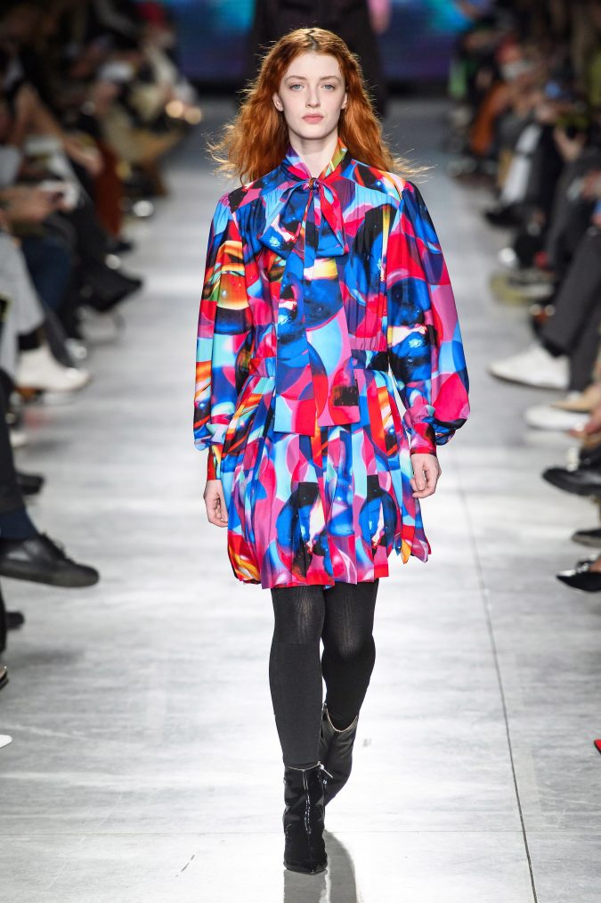 fall winter fashion 2020 mini patterned dress pussy bow MSGM +80 Fall/Winter Fashion Trends for a Stunning Wardrobe - 22