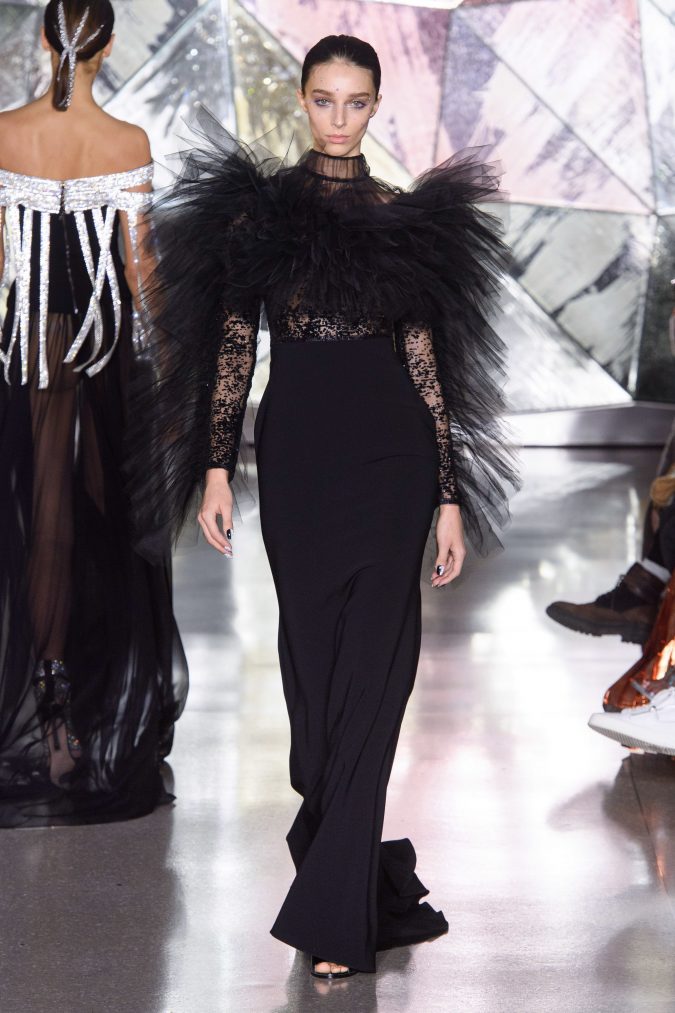 fall winter fashion 2020 ruffled dress Christian Siriano +20 Fall Fashion Trends of Unusual Shoulders and Sleeves - 45