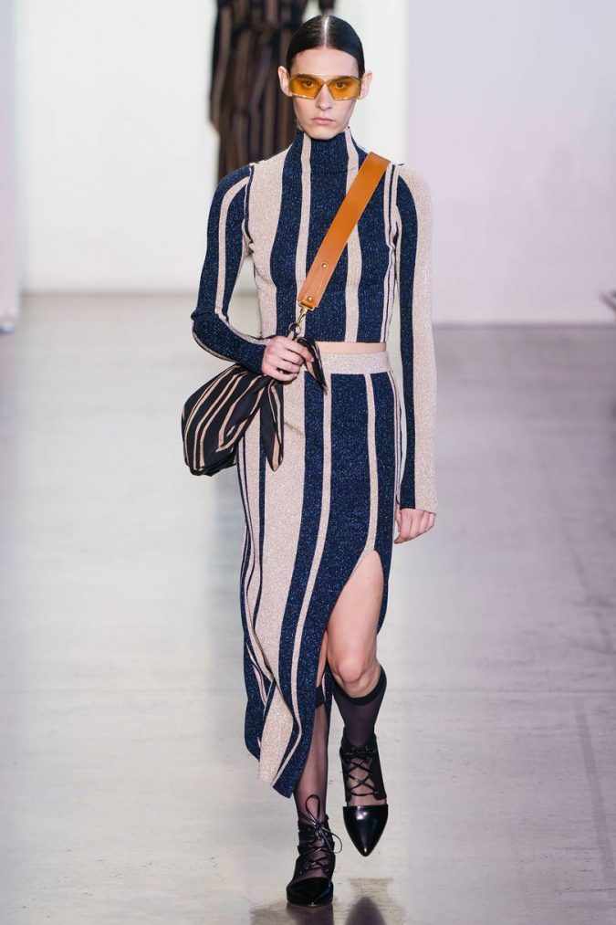 fall winter fashion 2020 stroped dress ALESSANDRO LUCIONI +20 Fall Fashion Trends of Unusual Shoulders and Sleeves - 73