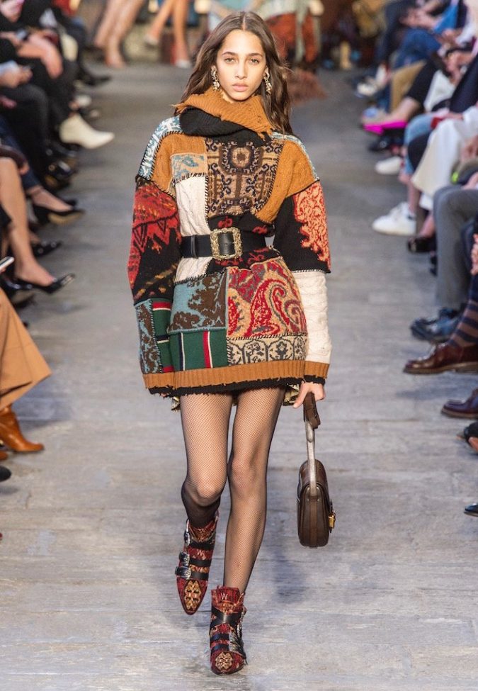 Patchwork mini dress Etro Fall 2019 Top 10 Fashionable Winter Fashion Outfit Ideas for Teens - 22