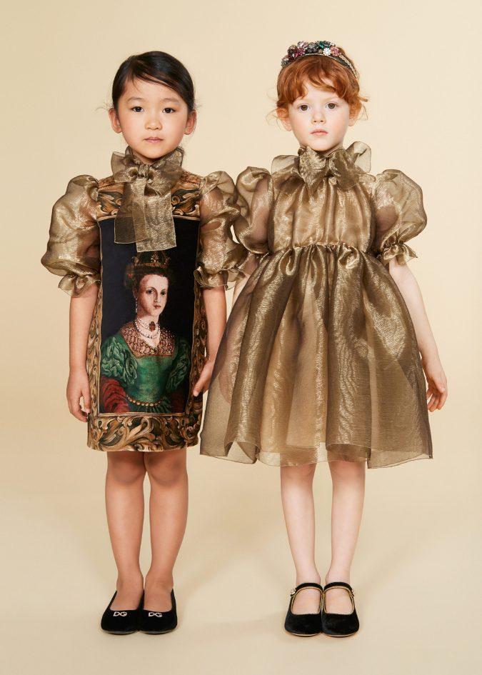 fall winter fashion 2020 child collection dresses puffed sleeves dolce and gabbana 15 Cutest Kids Fashion Trends for Winter - 8