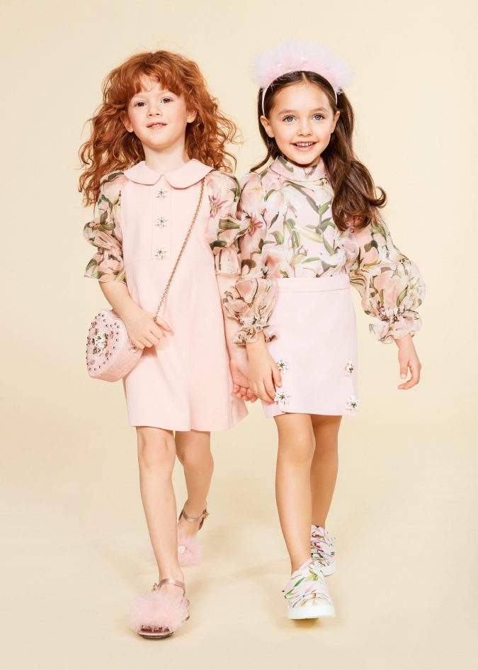 fall winter fashion 2020 kids collection floral shirt mini skirt dress dolce and gabbana 15 Cutest Kids Fashion Trends for Winter - 9