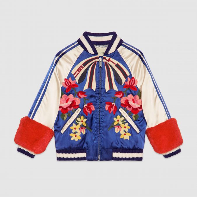 fall winter fashion 2020 kids embroidered bomber jacket Gucci 15 Cutest Kids Fashion Trends for Winter - 47