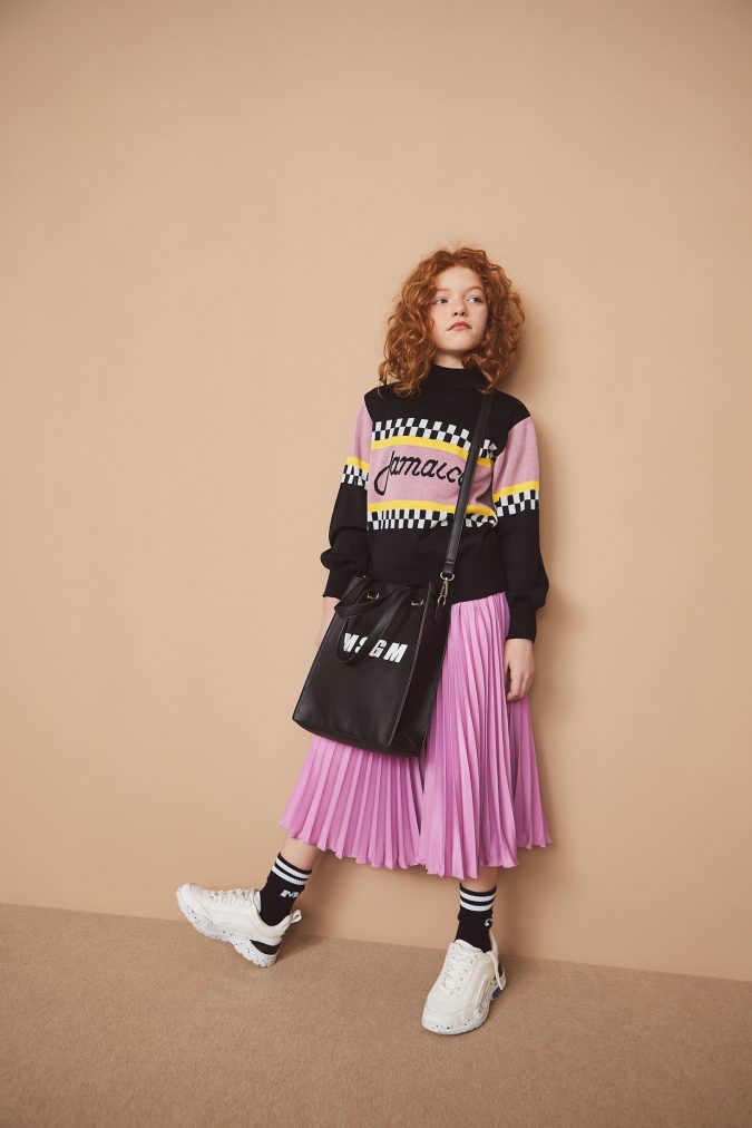 fall winter fashion 2020 kids pleated skirt sweater MSGM 15 Cutest Kids Fashion Trends for Winter - 40
