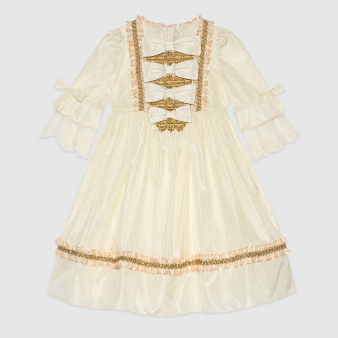 fall winter fashion 2020 kids vintage ruffled dress with bows Gucci 15 Cutest Kids Fashion Trends for Winter - 26