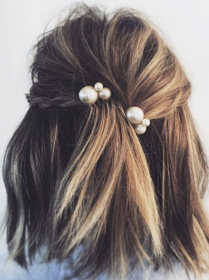 hairstyle 2020 pearly hair clips Top 20 Hottest Winter Hairstyles for Women - 32