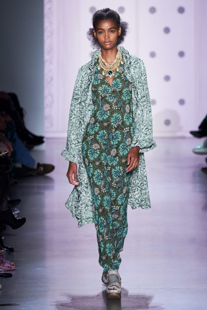 spring summer fashion 2020 floral jumpsuit cardigan Anna Sui 120+ Lovely Floral Outfit Ideas and Trends for All Seasons - 69