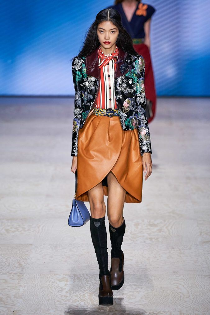 spring-summer-fashion-2020-leather-skirt-floral-blazer-Louis-Vuitton-675x1013 Top 10 Fashionable Winter Fashion Outfit Ideas for Teens in 2021