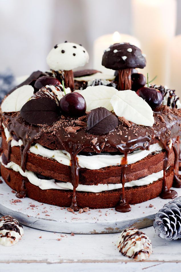 Christmas cake black forest gateau from Good Housekeeping 16 Mouthwatering Christmas Cake Decoration Ideas - 34