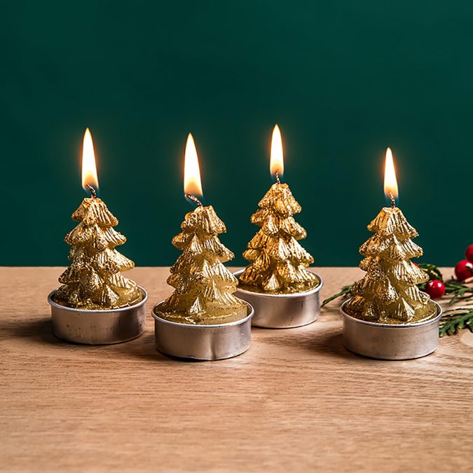 Christmas pine gold tealight candles 50+ Hottest Christmas Decoration Ideas - 2