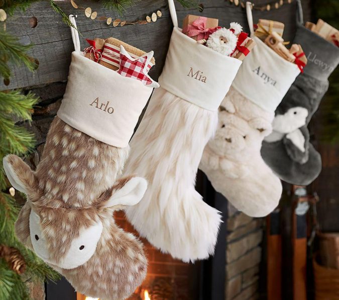 christmas decoration faux fur stockings 4 50+ Hottest Christmas Decoration Ideas - 19