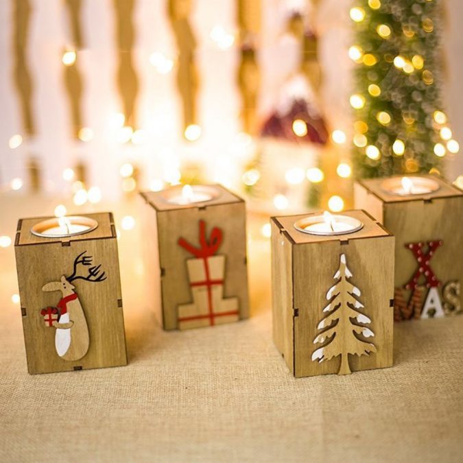christmas decoration wood tea light holders 50+ Hottest Christmas Decoration Ideas - 21